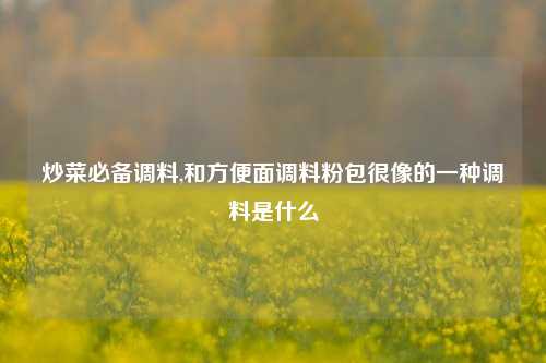 炒菜必备调料,和方便面调料粉包很像的一种调料是什么