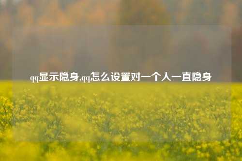 qq显示隐身,qq怎么设置对一个人一直隐身