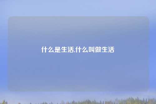 什么是生活,什么叫做生活