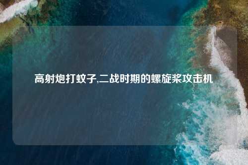 高射炮打蚊子,二战时期的螺旋桨攻击机