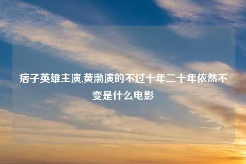 痞子英雄主演,黄渤演的不过十年二十年依然不变是什么电影
