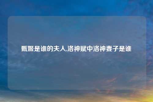 甄姬是谁的夫人,洛神赋中洛神妻子是谁