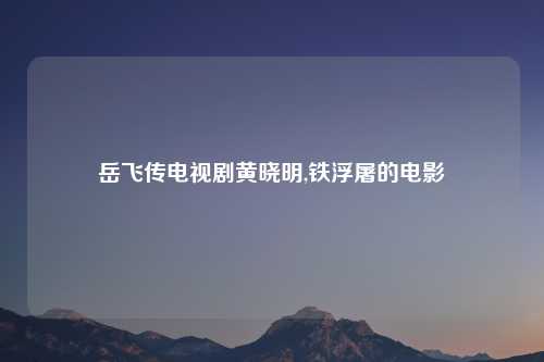 岳飞传电视剧黄晓明,铁浮屠的电影