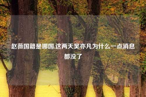 赵薇国籍是哪国,这两天吴亦凡为什么一点消息都没了