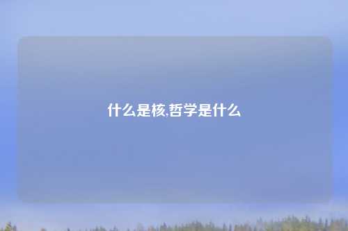 什么是核,哲学是什么