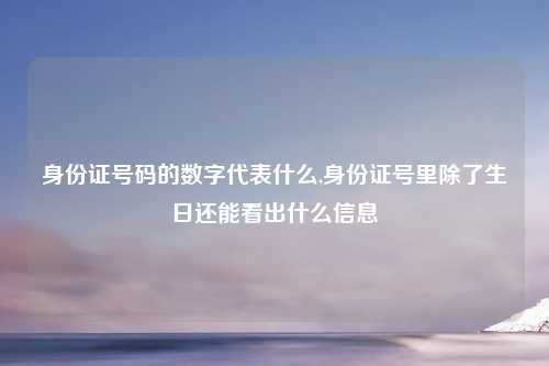 身份证号码的数字代表什么,身份证号里除了生日还能看出什么信息