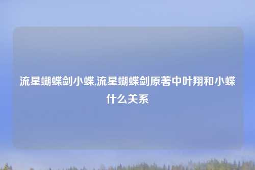流星蝴蝶剑小蝶,流星蝴蝶剑原著中叶翔和小蝶什么关系
