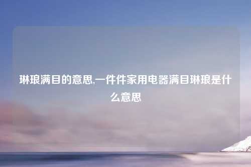 琳琅满目的意思,一件件家用电器满目琳琅是什么意思