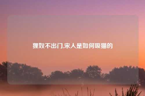 狸奴不出门,宋人是如何吸猫的