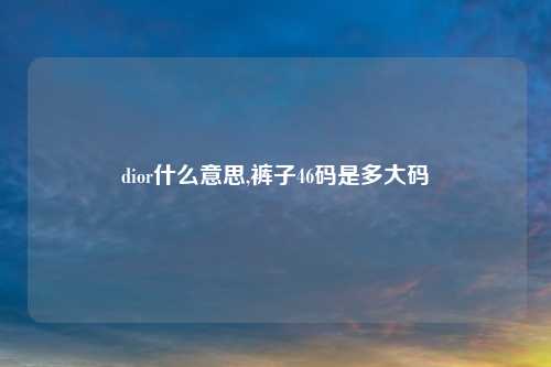 dior什么意思,裤子46码是多大码