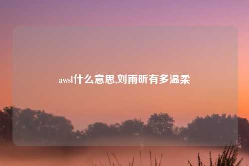 awsl什么意思,刘雨昕有多温柔