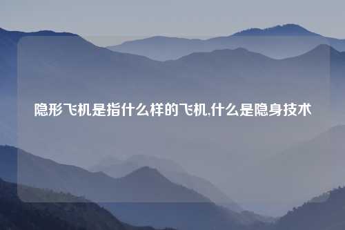 隐形飞机是指什么样的飞机,什么是隐身技术