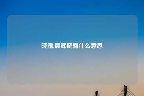 晓露,晨晖晓露什么意思