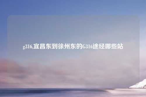 g316,宜昌东到徐州东的G316途经哪些站
