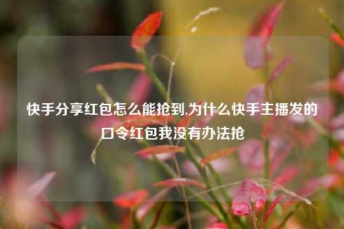快手分享红包怎么能抢到,为什么快手主播发的口令红包我没有办法抢