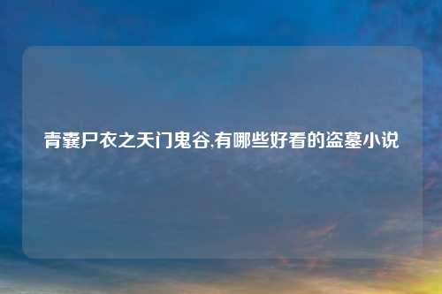 青囊尸衣之天门鬼谷,有哪些好看的盗墓小说