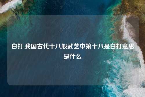 白打,我国古代十八般武艺中第十八是白打意思是什么