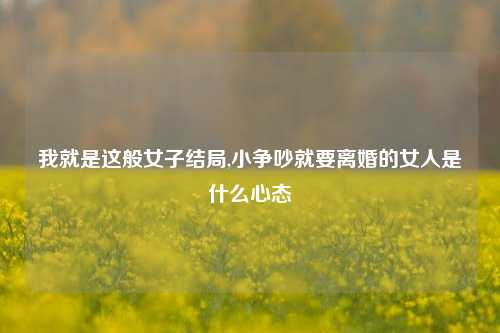 我就是这般女子结局,小争吵就要离婚的女人是什么心态