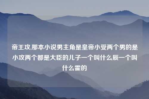 帝王攻,那本小说男主角是皇帝小受两个男的是小攻两个都是大臣的儿子一个叫什么辰一个叫什么霍的