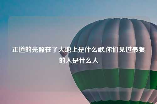 正道的光照在了大地上是什么歌,你们见过最狠的人是什么人