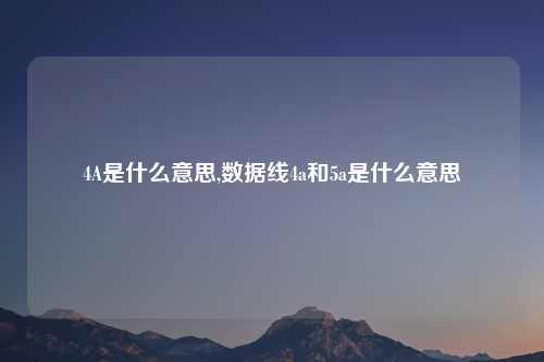 4A是什么意思,数据线4a和5a是什么意思