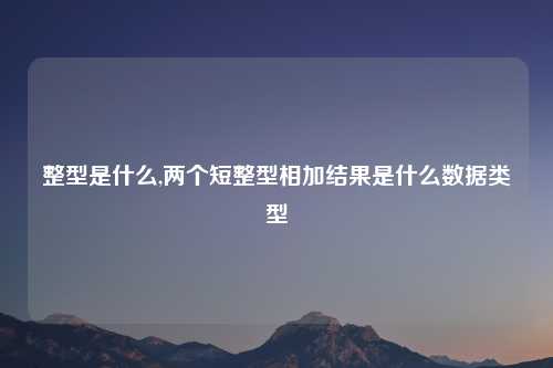 整型是什么,两个短整型相加结果是什么数据类型