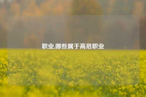 职业,哪些属于高危职业