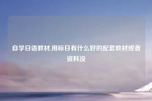 自学日语教材,用标日有什么好的配套教材或者资料没