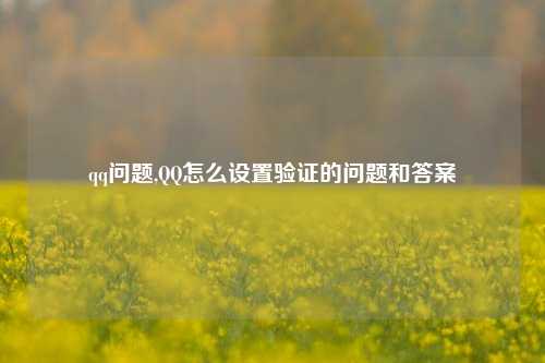 qq问题,QQ怎么设置验证的问题和答案