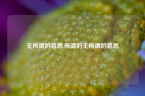 无所谓的意思,所谓的无所谓的意思