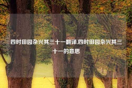 四时田园杂兴其三十一翻译,四时田园杂兴其三十一的意思