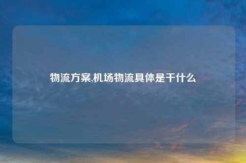 物流方案,机场物流具体是干什么