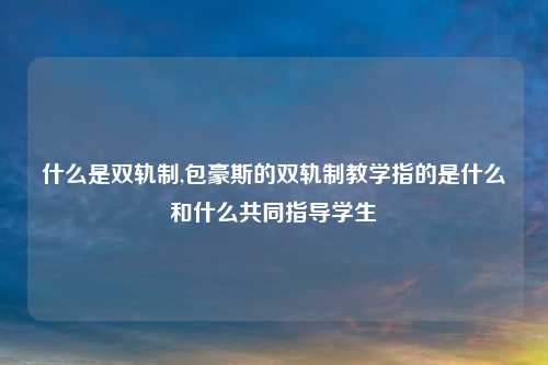 什么是双轨制,包豪斯的双轨制教学指的是什么和什么共同指导学生