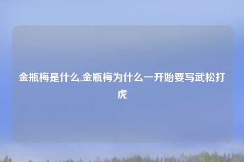 金瓶梅是什么,金瓶梅为什么一开始要写武松打虎