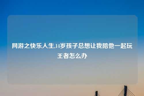 网游之快乐人生,14岁孩子总想让我陪他一起玩王者怎么办
