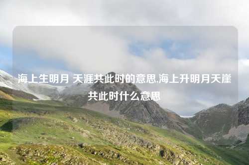 海上生明月 天涯共此时的意思,海上升明月天崖共此时什么意思