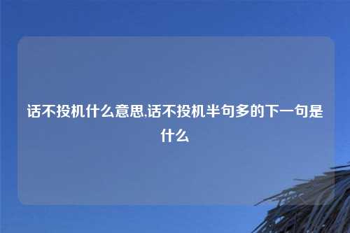 话不投机什么意思,话不投机半句多的下一句是什么