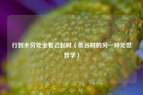 行到水穷处坐看云起时（低谷时的另一种处世哲学）