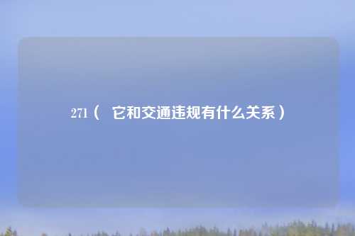 271（  它和交通违规有什么关系）