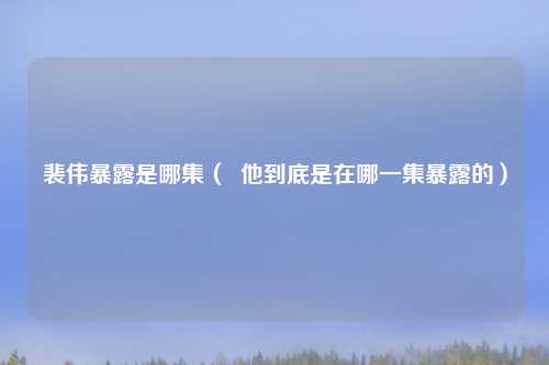 裴伟暴露是哪集（  他到底是在哪一集暴露的）