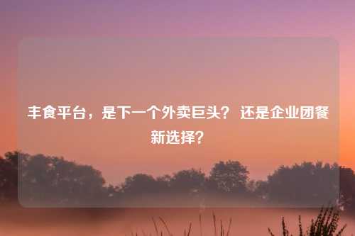丰食平台，是下一个外卖巨头？ 还是企业团餐新选择？