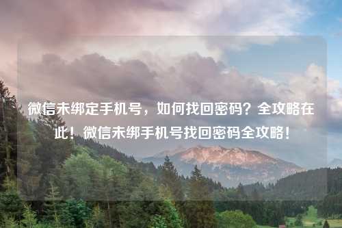 微信未绑定手机号,如何找回密码?全攻略在此!微信未绑手机号找回密码全攻略!