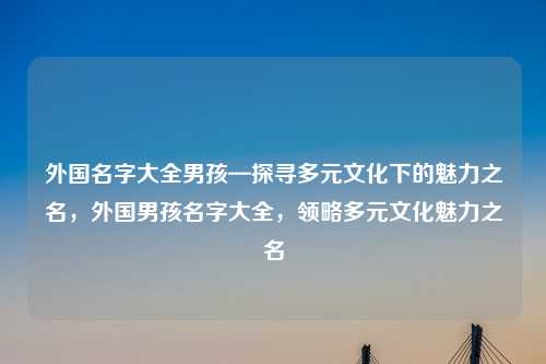 外国名字大全男孩—探寻多元文化下的魅力之名，外国男孩名字大全，领略多元文化魅力之名