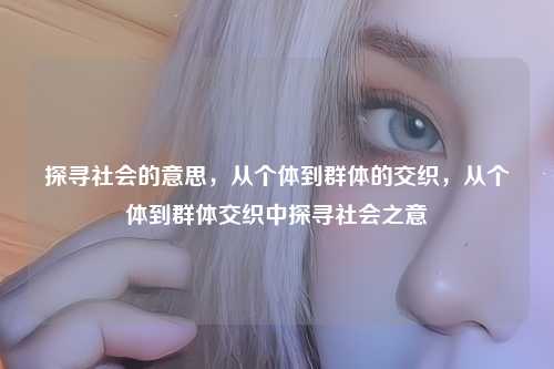 探寻社会的意思,从个体到群体的交织,从个体到群体交织中探寻社会之意