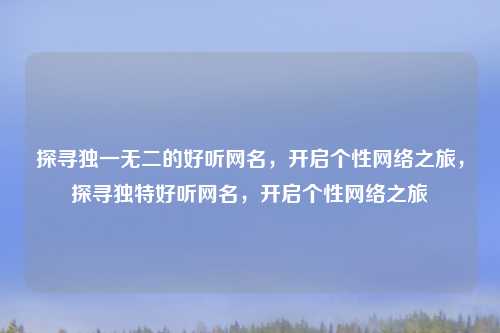 探寻独一无二的好听网名,开启个性网络之旅,探寻独特好听网名,开启个性网络之旅