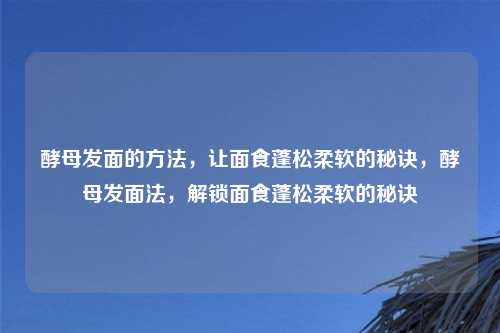 酵母发面的方法,让面食蓬松柔软的秘诀,酵母发面法,解锁面食蓬松柔软的秘诀