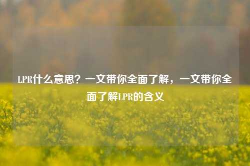 LPR什么意思?一文带你全面了解,一文带你全面了解LPR的含义