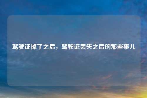 驾驶证掉了之后，驾驶证丢失之后的那些事儿
