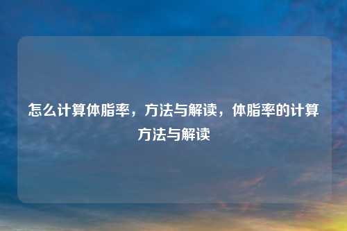 怎么计算体脂率,方法与解读,体脂率的计算方法与解读
