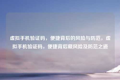 虚拟手机验证码,便捷背后的风险与防范,虚拟手机验证码,便捷背后藏风险及防范之道